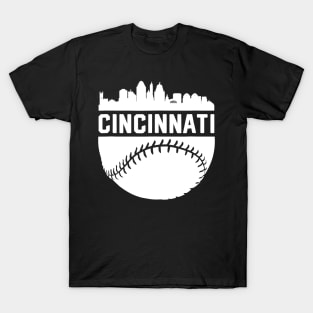 Downtown Cincinnati Ohio Skyline Baseball T-Shirt